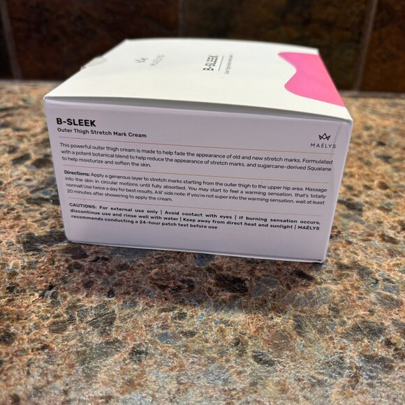 New Sealed Maelys B-Sleek Outer Thigh Stretch Mark Cream 100ml/3.38 oz - Picture 5 of 7